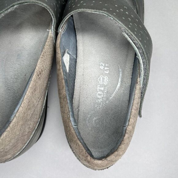 NAOT Mary Jane Shoes Women's Size 11.5 Gray Leather Slip On Comfort Adj Strap - Picture 9 of 12
